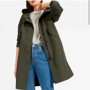 Everlane ReNew Anorak Jacket Coat, size XS, dark army olive green